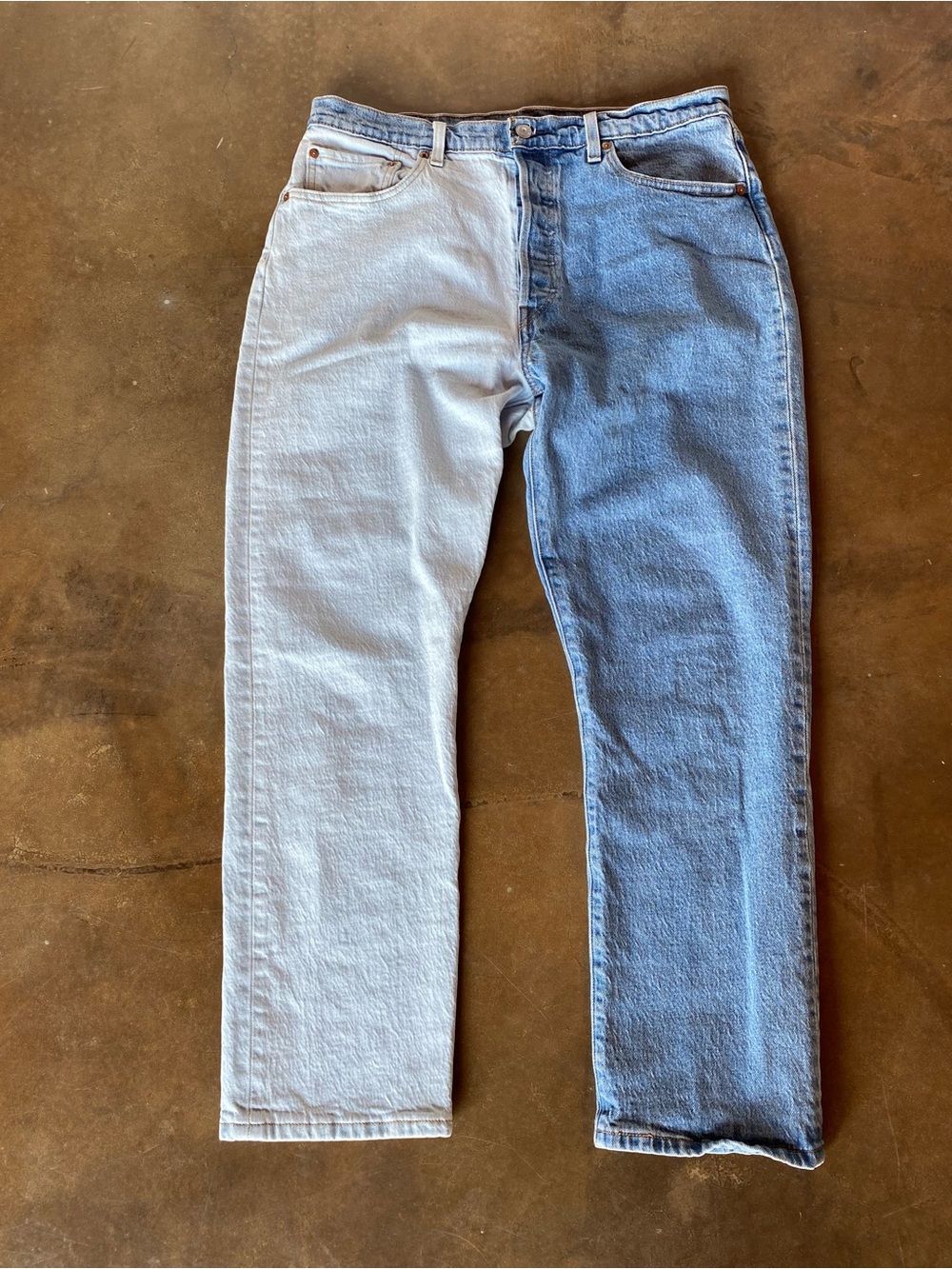 Levi’s Two-Tone Split Leg Light Dark Wash Jeans